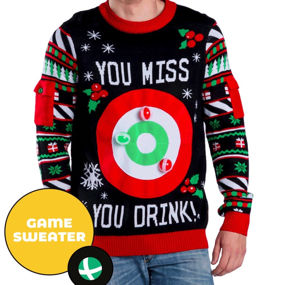 Tipsy Elves Men’s Drinking Game Ugly Christmas Sweater Size‎ Large